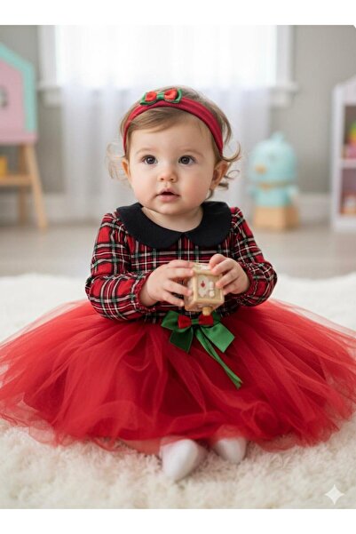 mayakids Yikbaşi Conceptual Plaid Skirt Tulle Baby Girl Dress