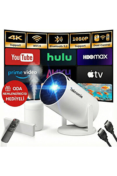TARÇIN 2026 Versiyon Akıllı Projeksiyon Cihazı - Standlı Taşınabilir Ev Sineması - Android TV