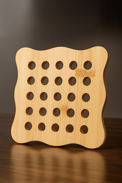 Mutfak Köşesi Nila Natural Bamboo Trivet 16.5X16.5 cm – Perforated Modern Design Heat Insulating Pot Holder, Plate Coaster