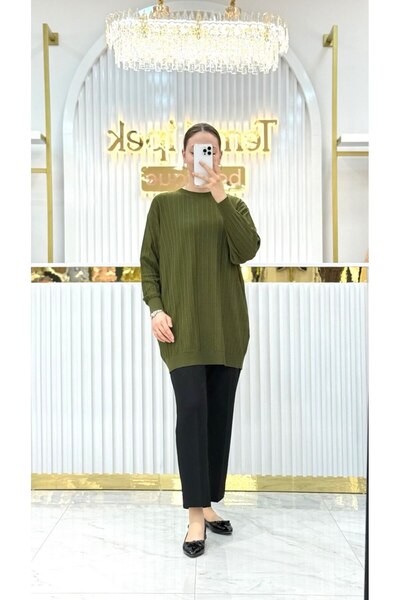 Nefise Soğuk Tuşe Oversize Fitilli Tunik