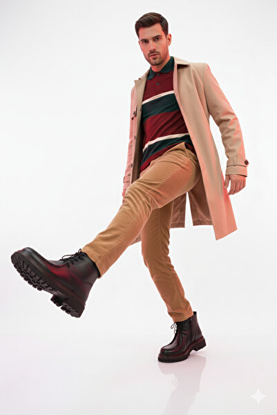 DOCKA Hakiki Deri Hafif Kalın Taban Günlük Klasik Tarz Erkek Bot ER25/KB860