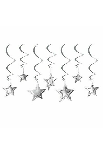 BEST PARTİ 10'lu 3D Yıldız Tavan Süsü Gümüş