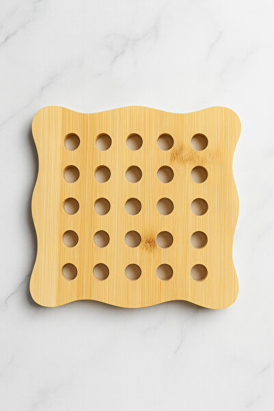 Mutfak Köşesi Nila Natural Bamboo Trivet 16.5X16.5 cm – Perforated Modern Design Heat Insulating Pot Holder, Plate Coaster