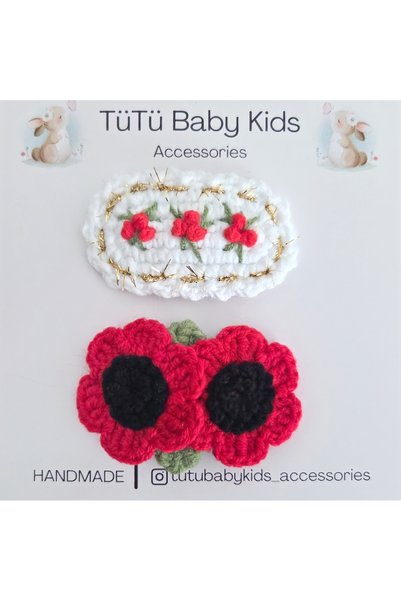 tütü baby مشبك شعر كوكينا لعيد الميلاد منسوج يدويًا بدون شعر، مشبك شعر للفتيات ذوات الشعر القليل، طقم منسوج يدويًا مكون من قطعتين