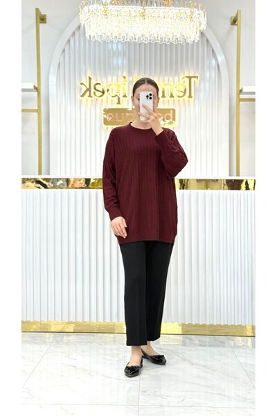 Nefise Soğuk Tuşe Oversize Fitilli Tunik