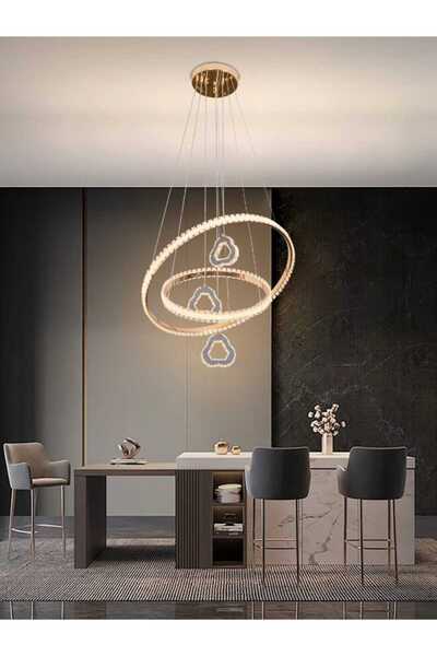 best power ثريا أكريليك LED حديثة ذات دائرتي إضاءة 7102 — 80 واط، 3 مستويات إضاءة، قابلة للتعديل بطول 90 سم