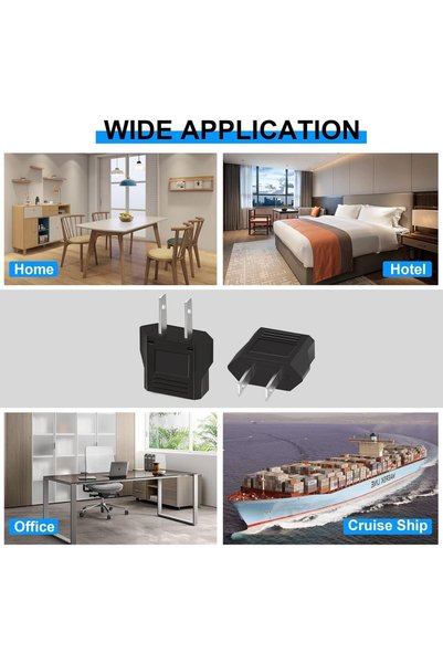Derwell 2 Adet Türk Fişi Amerikan Tip Fiş Çevirici Seyahat Adaptörü 2 Pinli Düz Plug Travel Adapter Fiş Priz