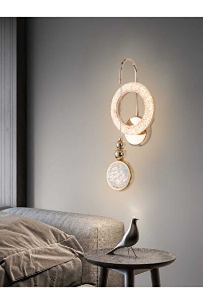 best power Modern LED Wall Light 9836-W — 15W Decorative Wall Lamp, 3 Color Modes, Crystal & Gold Finish