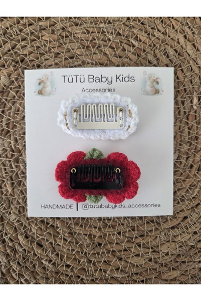 tütü baby مشبك شعر كوكينا لعيد الميلاد منسوج يدويًا بدون شعر، مشبك شعر للفتيات ذوات الشعر القليل، طقم منسوج يدويًا مكون من قطعتين