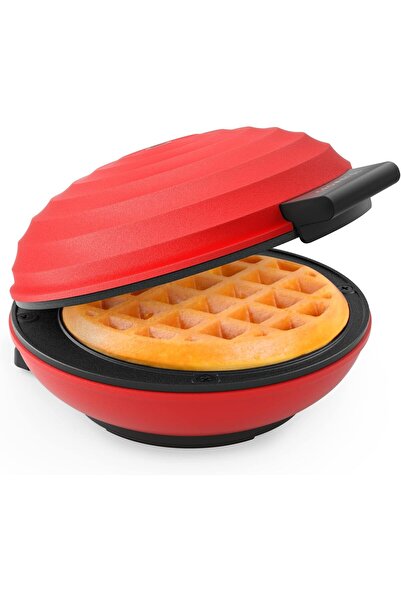 CROWNFUL Mini Waffle Maker, 4 Inch Chaffle Maker (Red)