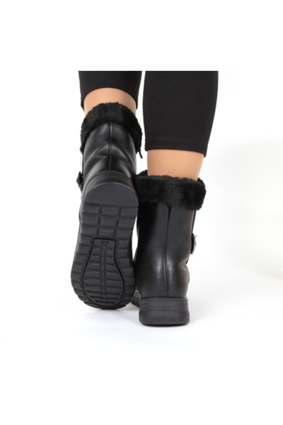 MONA comfortable black fur-lined boots