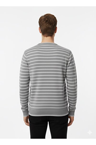 ModaPlaza Men's Striped Crew Neck Sweater 711