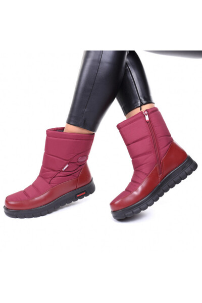 Cansu Burgundy fur-lined boots