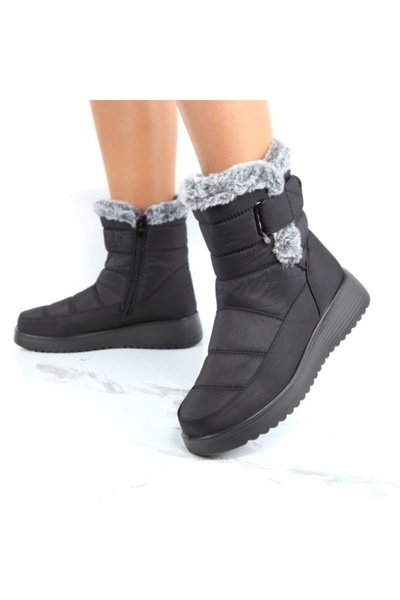Avely Black Fur-Lined Boots