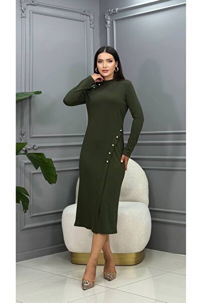Genesis cannes Long Sleeve Buttoned Green Dress