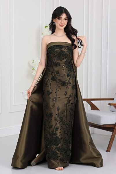 modern designer Royal embroidered evening dress