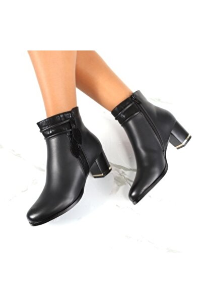 MELYN Black Fur-lined Ankle Boots