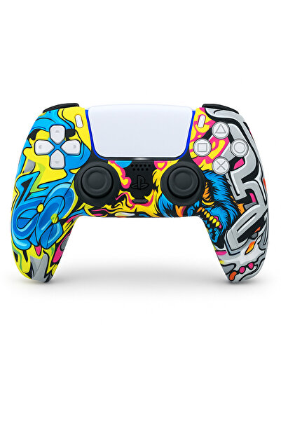 cosmostech Ps5 Dualsense Joystick Koruyucu Silikon Kılıf Şık Beyaz Renkli Desenli – Kaplama SK01