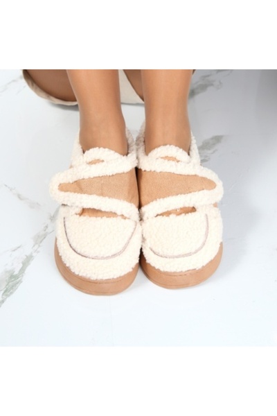 Ovely Warm Beige Moccasin Home Slippers