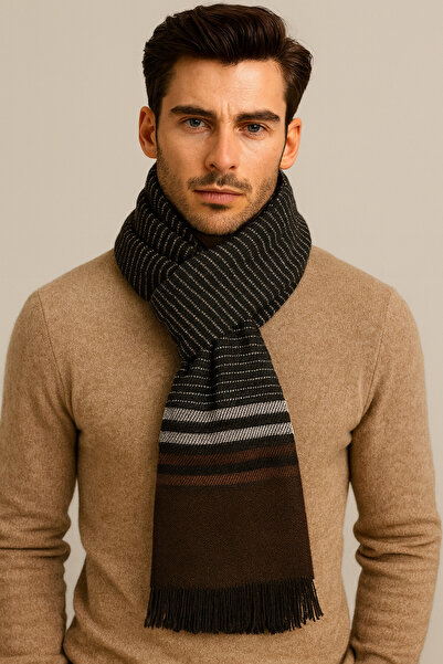 ALASEREN Premium Herringbone Men's Scarf – Soft Textured, with Tassels