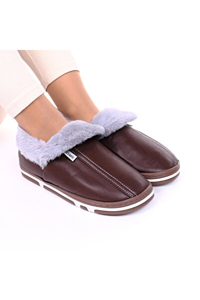 XENA brown moccasin house slippers