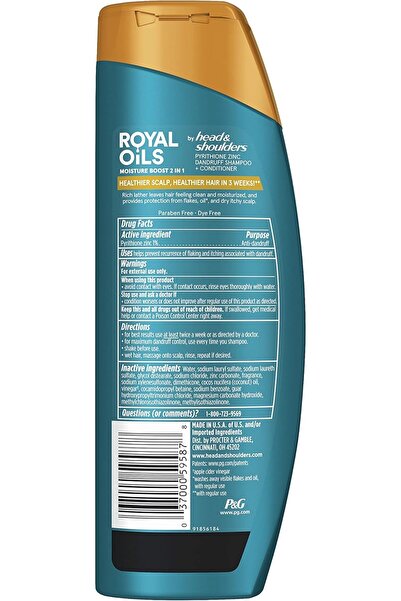 Head & Shoulders Royal Moisture Boost 2-in-1 Dandruff Shampoo & Conditioner, 400 ml