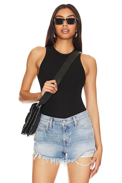 MetuCA Body negru pentru femei guler rotund Zero Sleeve, cu două straturi, di...