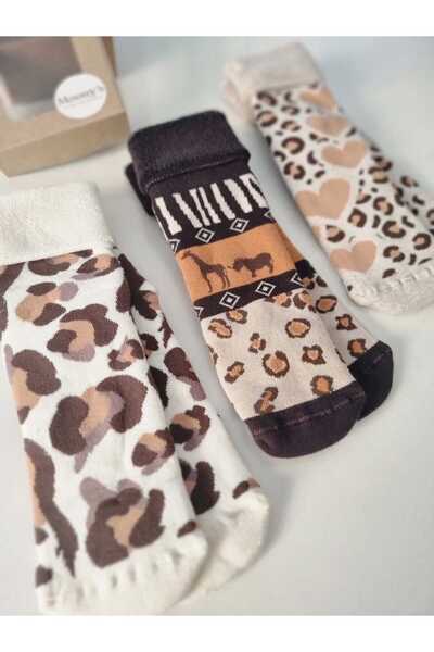 Moonys Socks Collection Комплект дамски чорапи с леопардов принт, комплект от 3 броя