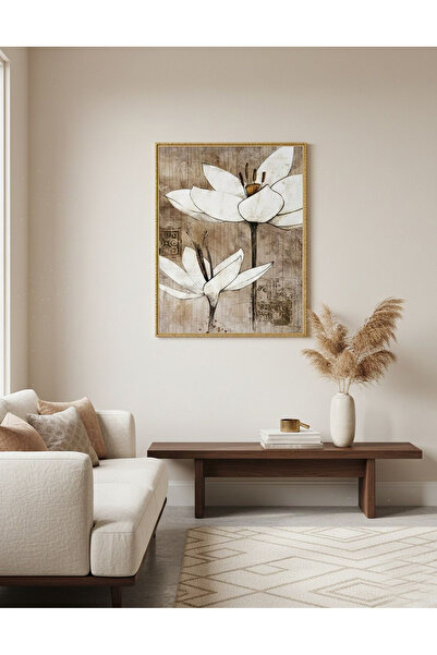 Linacci Μονόχρωμο Σετ Τραπεζιού Χρυσό Μεταλλικό Καφέ Λευκό Λουλούδι με Γυαλί