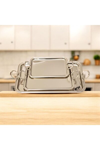 aljahwari Serving tray set, 3 sizes, shiny silver