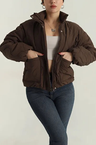 Coşkun GİYİM Women's Quilted Coat Brown 26009