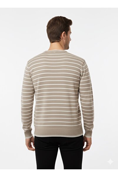 ModaPlaza Men's Striped Crew Neck Sweater 711