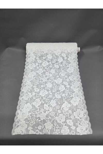 Başak Ev Tekstili غطاء رف وخزانة من الدانتيل البلاستيكي PVC باللون الأبيض بعرض 40 سم