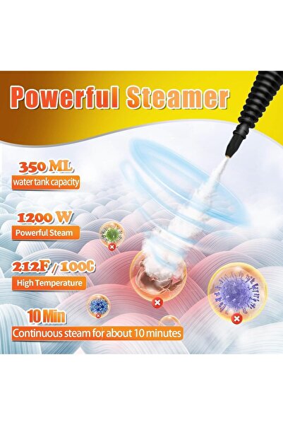 Generic 1500W Handheld Steam Cleaner 350ml High Pressure Portable 9 Accessories Kitchen Car Window