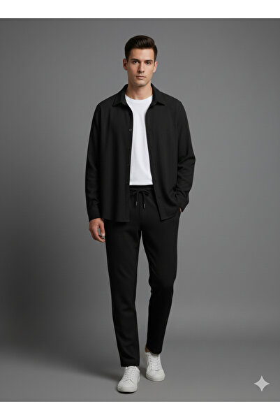 KVİNS Set unisex din țesătură Lycra crep | Cămașă și pantaloni Relax Fit | An...