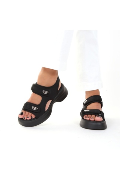 FENIA black high-platform sandals