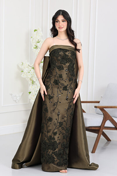 modern designer Royal embroidered evening dress