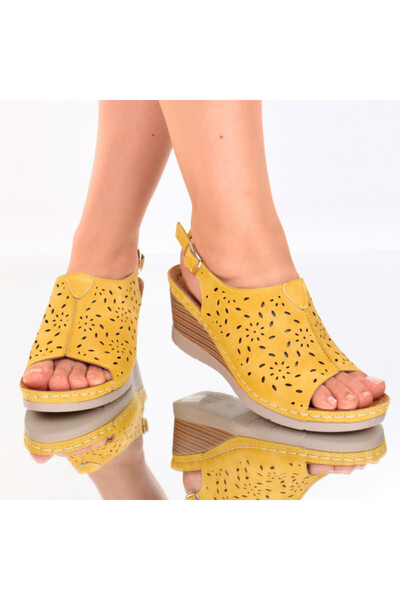 zora Yellow eco-leather platform sandals