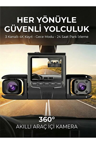 NEFFO 360° 4 Kanallı Araç İçi Kamera (Ön+Arka+Yan/İç) | Gece Görüş | 24 Saat ...