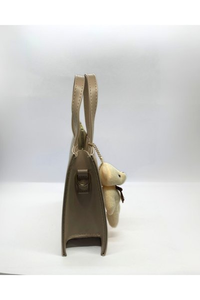Rubel Bags Women's Beige Crossbody and Shoulder Bag – Stylish and Modern Design with Mini Plush Teddy Bear