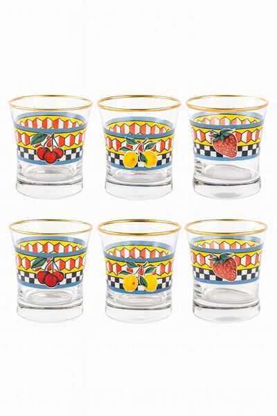Tantitoni 6 Piece Water Glass Set with Orange Fruit Pattern