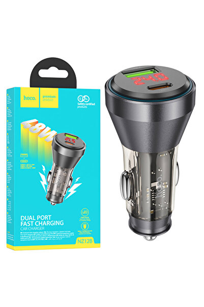 Hoco Αυτόματο Incarcator (NZ12B), 30W, 1xUSB-C, 1xUSB-A, PD, QC 3.0, LED τροφ...