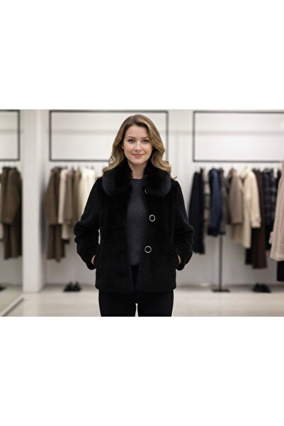 Rabiossa Women's Fur Collar Short Jacket