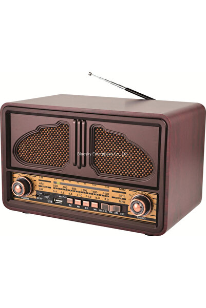 Generic Vintage wooden portable radio with built-in wireless speaker