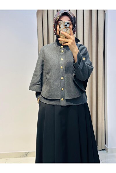 TERZİ DÜKKANI DAPHNE ÇELİK ÖRME TRİKO PELERİN KAP ANTRASİT