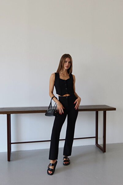 Butik Yelekli palazzo takım