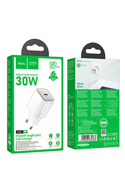 Hoco Incarcator Retea (N47) , PD30W, 1xUSB-C, White