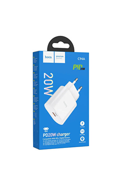 Hoco Incarcator Retea (C94A) , PD20W, 1xUSB-C, PPS, White