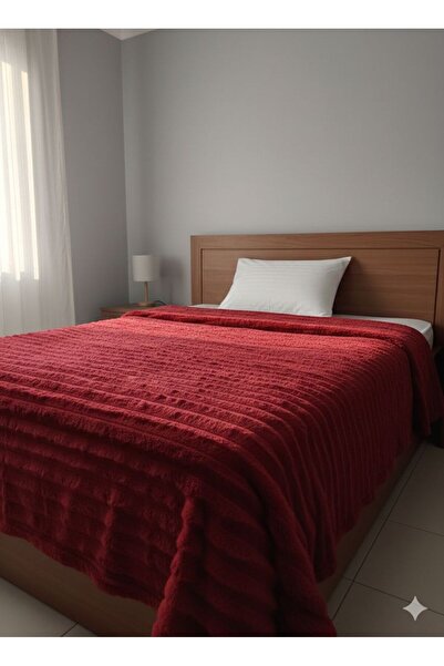 OEM Cocolino fluffy blanket, double bed, ribbed texture, white/gray/turquoise/green/red