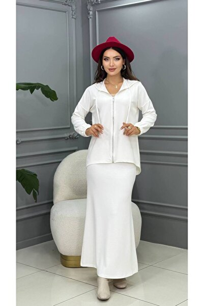 Genesis cannes White Color Hooded Double Long Suit